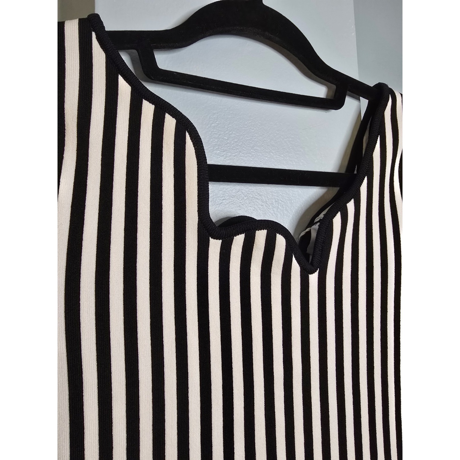 Ph5 Cleo Striped Asymmetric Dress Xs Black White Knit Mini Designer Nwt — image 2 of 8